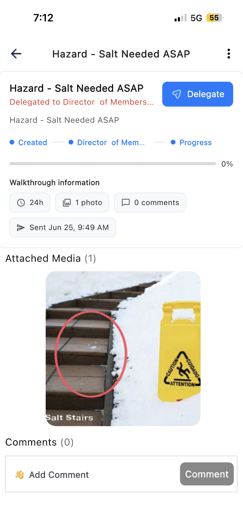 Incident management screenshot